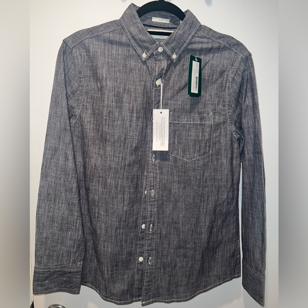 NWT Hawker Rye, Slim, size Small dress shirt in gray.